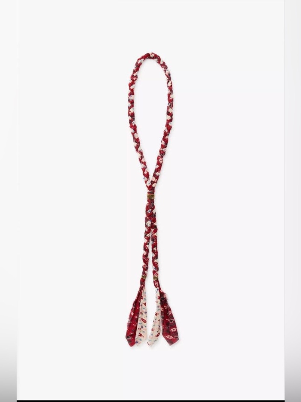 Zara Red Braided Floral Lariat Necklace Tie